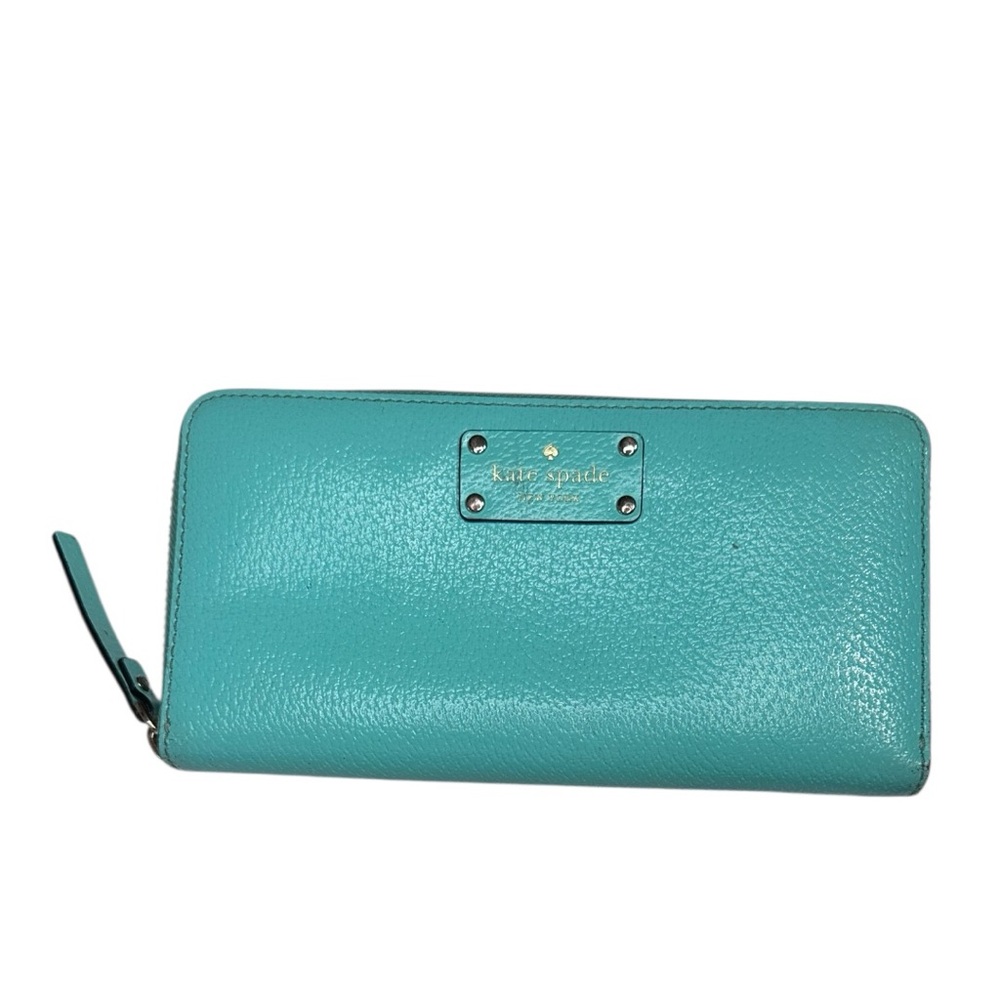 Kate Spade Mint Green - Blue Pebbled Leather Continental Wallet